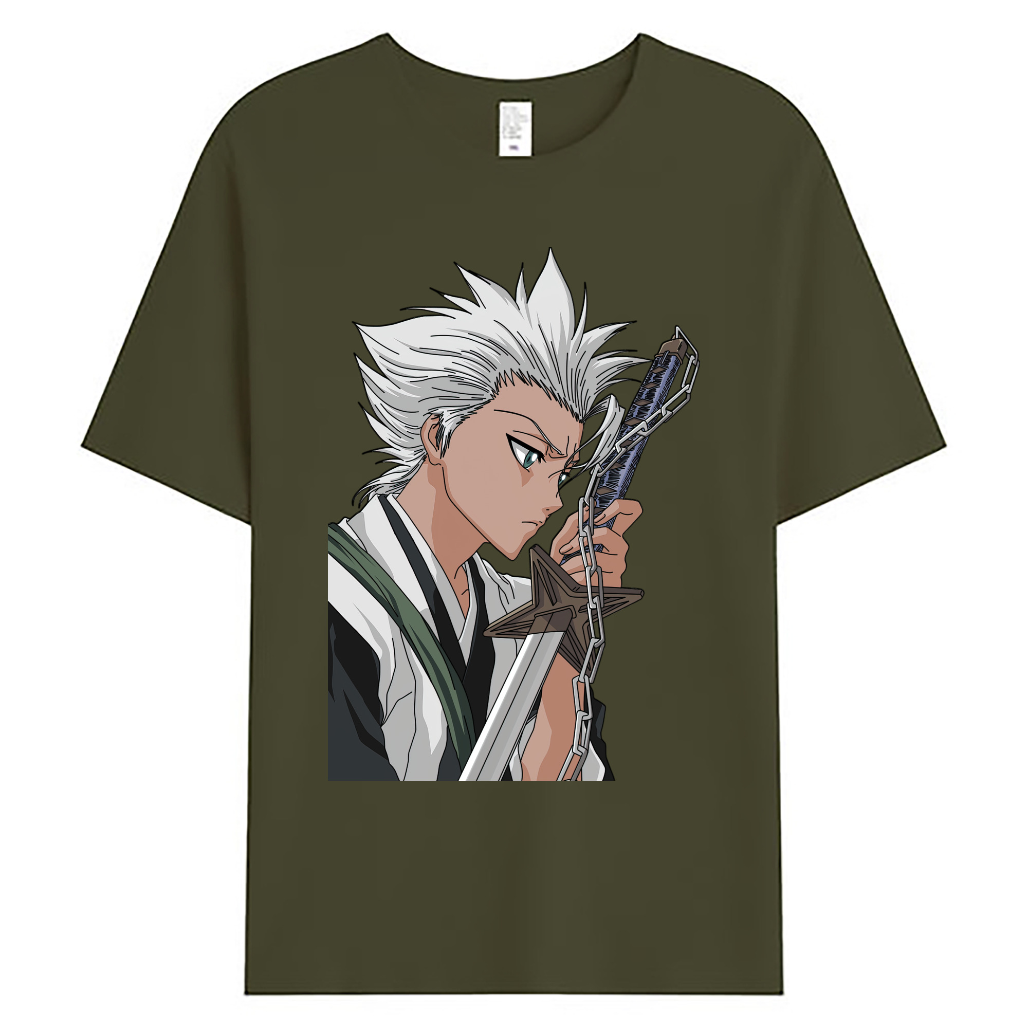 （画像用） ブリーチ 日番谷冬獅郎（ひつがや とうしろう） BLEACH Hitsugaya Toushirou 綿100％ メンズ半袖Tシャツ｜肌触りやわらか＆通気性
